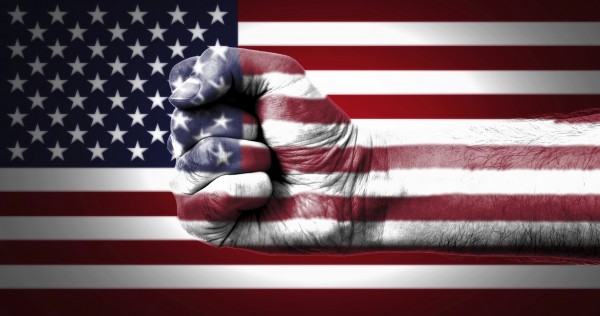 Flag Of USA Painted On A Man's Fist